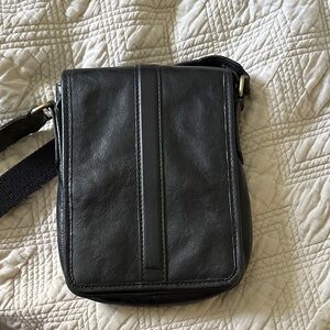 Old Angler Italian Leather Black Crossbody